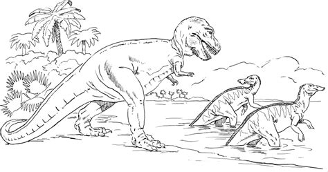 Malvorlage tyrannosaurus rex | dinosaurier. Saurier Gehen Ins Wasser Ausmalbild & Malvorlage (Tiere)