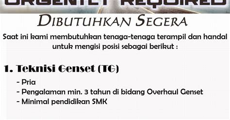 Ratusan iklan lowongan kerja surabaya terbaru untuk lulusan sma, d3, s1, freshgraduate, freelance, part time, full time ditayangkan setiap harinya. Lowongan Kerja Perusahaan Genset Surabaya | Distributor ...