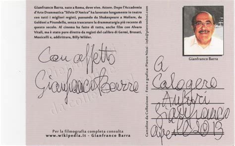 Gianfranco barra is an italian film, television and stage actor. GIANFRANCO BARRA - Autografistore