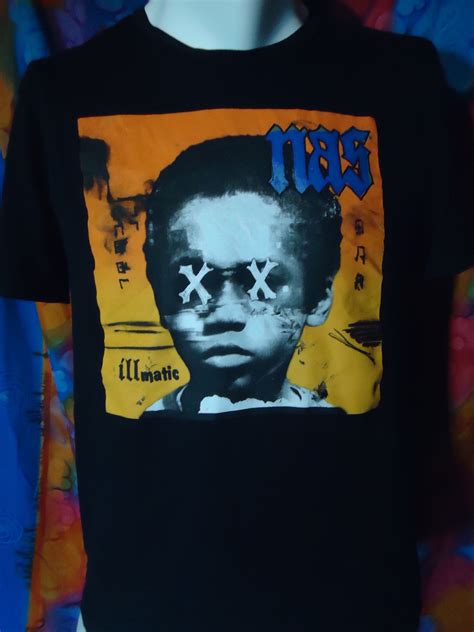 Album sleeve image on the front and reflection type on the back all sizes will be restocked at the end of june ! NAS - Illmatic T-shirt | Mens tshirts, Vintage shirts ...