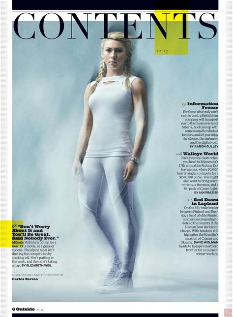 Ski team, specializing in the technical events of slalom and giant slalom. Mikaela Shiffrin - Outside Magazine December 2017 Issue