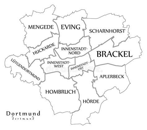 Right upper map, satellite, terrain icons via the map view, satellite. Dortmund City Map With Boroughs Grey Illustration ...