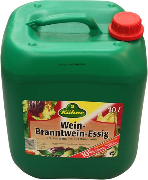 Bei der fermentation wandeln essigsäurebakterien den im branntwein enthaltenen alkohol aerob. Kühne Branntweinessig 10% 10L Feinkost & Lebensmittel ...