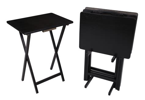 Ending friday at 4:16pm pst. Mainstays Black 5-Piece Folding TV Tray Table Set (4 Trays ...