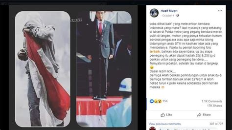 Salah satu yang menarik perhatian saat pelajar stm membawa bendera merah putih di tengah kepungan gas air mata diabadikan dalan frame. Cek Fakta: Pelajar STM Diklaim Ditahan karena Lecehkan ...