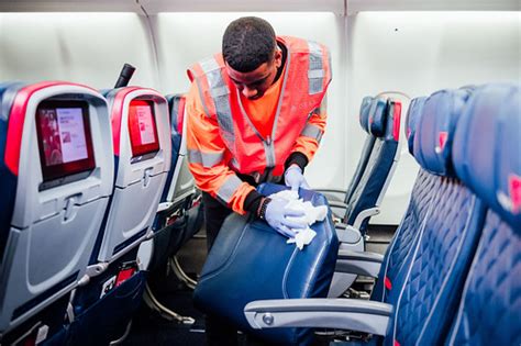 The aircraft cabin agent is responsible for cleaning and conducting security searches on designated aircraft according to company, client, and regulatory policies, specifications and standards. Delta Aircraft Cleaning | Delta people disinfect the ...