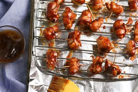 Or dinner option for some. Quick and Easy Bite-Sized Bacon Wrapped Chicken Pieces