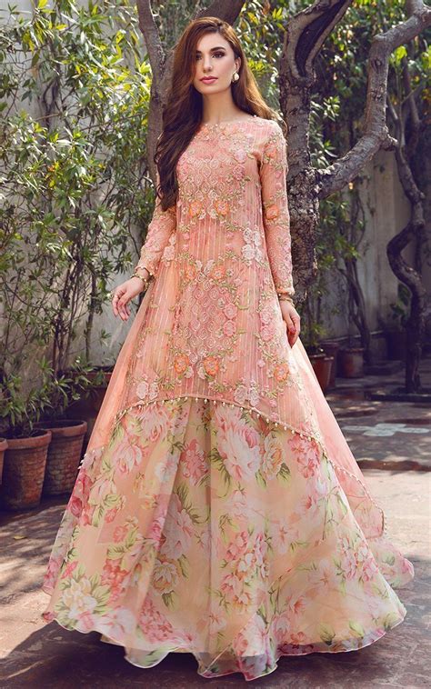 Indian/pakistani party wear wedding wear sharara style salwar suit for women fiona. Partywear Floral Anarkali Gown : Blue Floral Embroidered ...