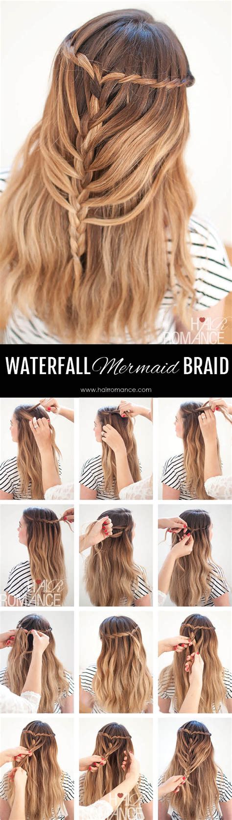 It's best to use a wide tooth comb to untangle your hair. Waterfall Mermaid Braid Tutorial for Long Hair - Hair Romance