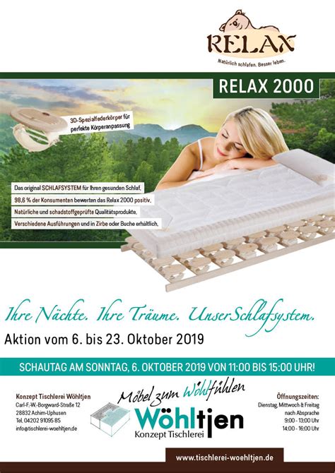 Betten hofmann relax neck roll support pillow 100% down washable at. RELAX-Betten Schautag - Tischlerei Wöhltjen