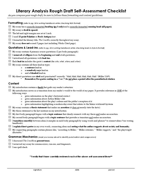 Literature review (rough draft) demographic variables. Literary.analysis.rough.draft.checklist | Citation | Essays