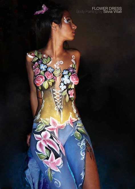 Perhaps that is the reason why men gave flowers when courting a woman, and whenever someone is sick to cheer them up. FLOWERS DRESS Body Painting by Silvia Vitali