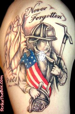 Aufgrund ihrer tapferkeit und geschickten brandbekämpfung wurde dieses kreuz zum symbol für die moderne feuerwehr. 9/11 memorial tattoo