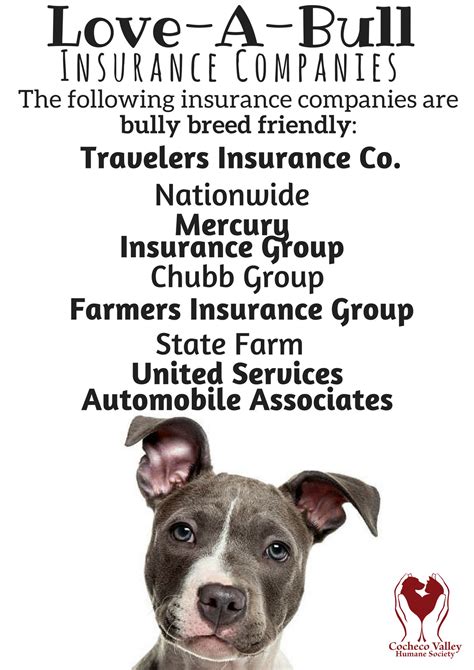 They have great service and do not discriminate against aggressive dog breeds, like pitbulls. Love-a-Bull Insurance Companies | Pope Memorial Humane Society