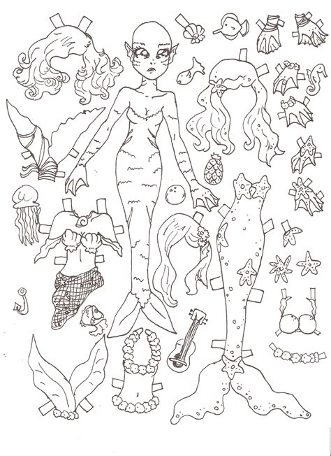 Here you can print black and white pictures for free. Mermaid Black and White (Miss Missy Paper Dolls) | Paper ...