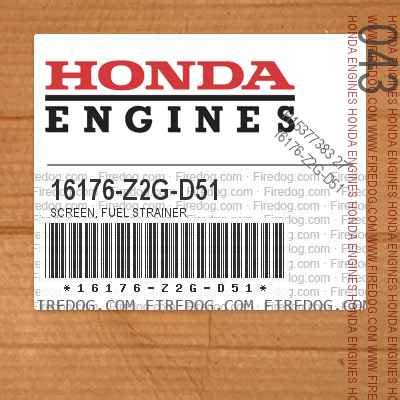Buy the selected items together. Honda Engines 16176-Z2G-D51 - SCREEN, FUEL STRAINER ...