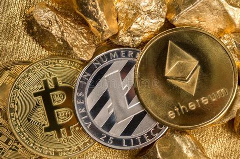 Cryptocurrency Golden Coins - Bitcoin, Ethereum, Litecoin ...