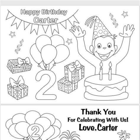 Print out this set of four curious george coloring pages for home or classroom use. Funny monkey Birthday Party coloring pages activity PDF ...