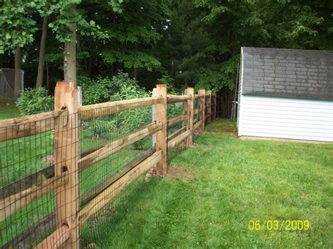 One way to keep dogs away from the delicate plants in your yard is by building fences around them. 3 rail split rail fencing - decorative with wire fence to ...