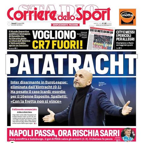 Entra in giornali.it per rimanere sempre aggiornato! Le prime pagine dei giornali sportivi di oggi • 15/03/19 ...