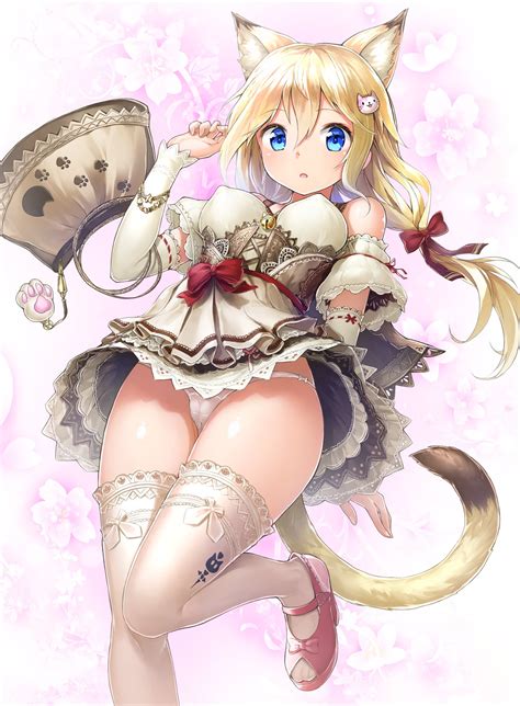 A character or person depicted has blonde hair. Wallpaper : illustration, blonde, long hair, nekomimi ...