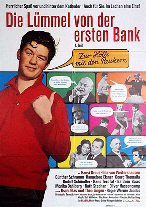 Ганс краус, гила фон вайтерсхаузен, гюнтер шрамм и др. Filmplakat: Lümmel von der ersten Bank, Die (1968 ...