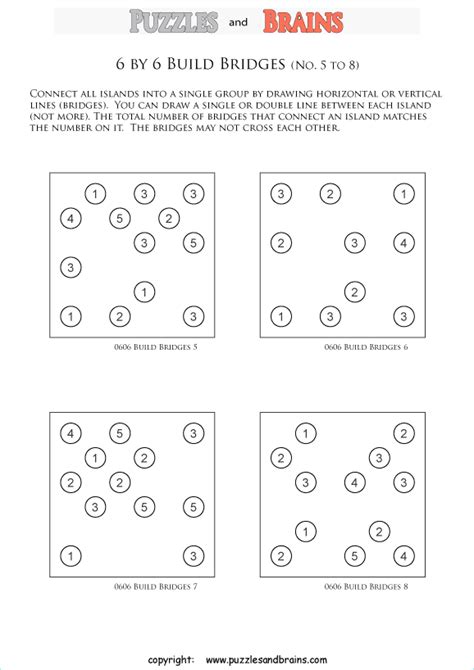 The answer table is filled automatically. Printable Japanese Bridges logic puzzles puzzles