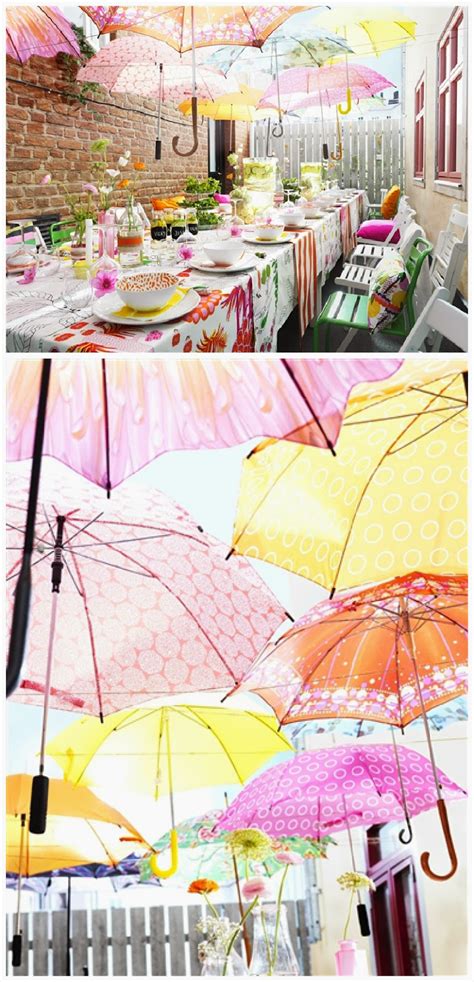 Decorative umbrellas are a popular theme for baby showers. Umbrella Baby Shower Ideas | CutestBabyShowers.com