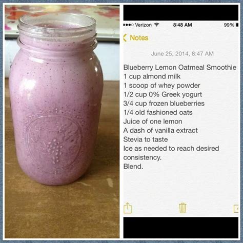 Another great trim healthy mama breakfast or snack! Blueberry Lemon Oatmeal Smoothie. Not bad. Not my first ...