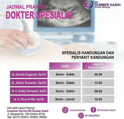 Saat ini semakin banyak rumah sakit yang membutuhkan tenaga kerja di bagian divisi psikiater untuk memudahkan konsultasi kejiwaan pasien dan dapat langsung diproses untuk kepentingan lebih lanjut. Jadwal Dokter Kandungan & Kebidanan RS Sumber Kasih ...