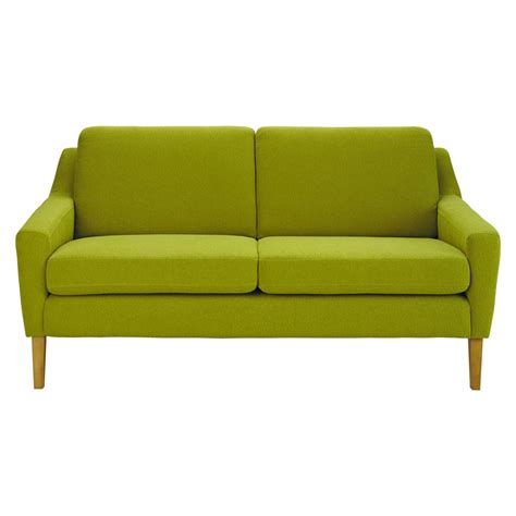 Divanetto 2 posti testata sagomata, divanetto a due posti in legno con fondo, schienale e braccioli codice: Divanetto verde in tessuto 2 posti Mad Men | Maisons du Monde