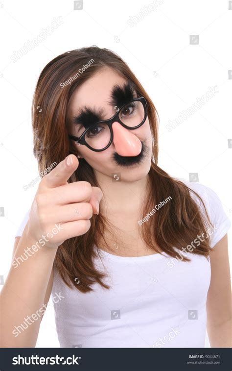 Black fake mustache moustache kit self adhesive costume sailor glasses. A Pretty Girl Disguised With Fake Glasses, Nose, And ...