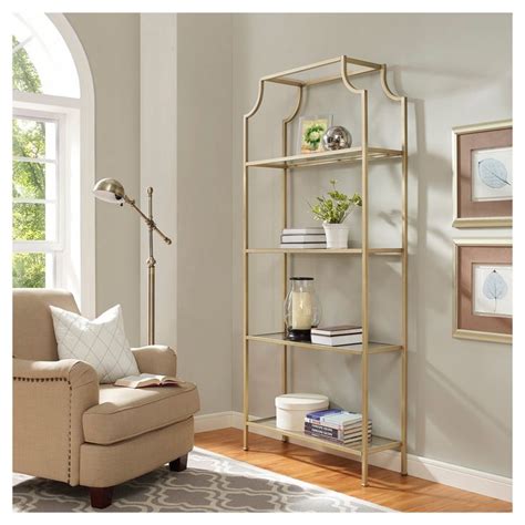 Crosley furniture creates a refreshing update to the classic bookcase with the aimee narrow etagère. 80" Aimee Etagere Gold - Crosley | Crosley furniture ...