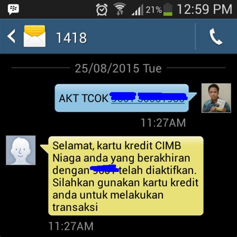 Lengkapi semua rincian yang diperlukan dengan memberikan informasi nomor kartu dan jumlah untuk dibayar(catatan: Cara Aktivasi Kartu Kredit CIMB Niaga Syariah Gold via SMS ...