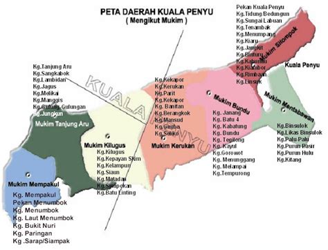 Alquileres vacacionales en kuala penyu. Peta Daerah Kuala Penyu.