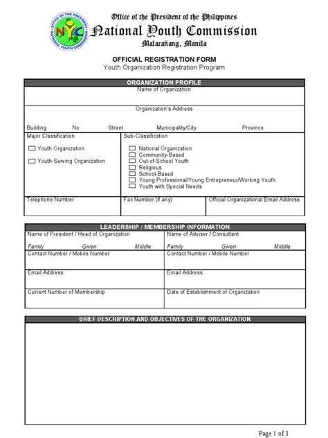 Below are the detailed descriptions of each format: YORP Registration Form 3 | President Of The Philippines ...