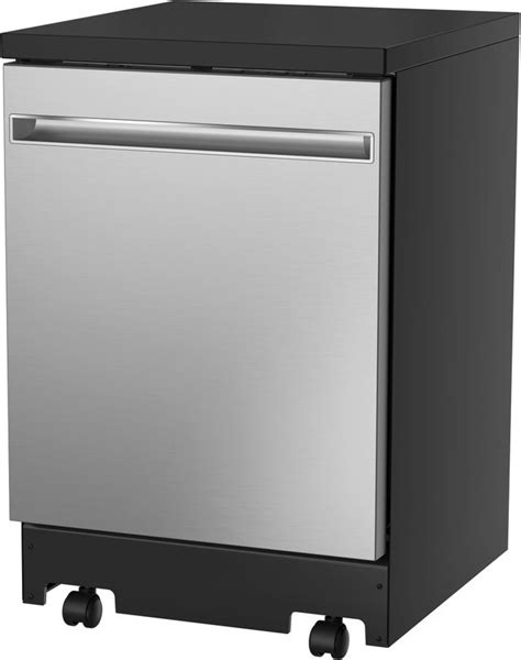 Stainless steel is commonly used to construct and cover attractive kitchen appliances. GE® 23.63" Stainless Steel Portable Dishwasher-GPT225SSLSS ...