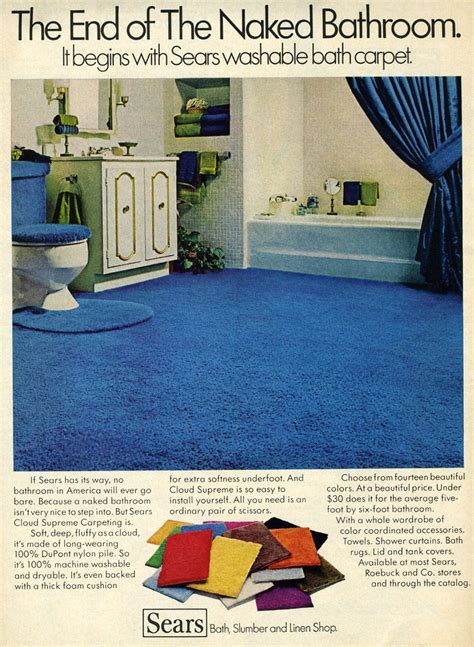 Nobody loves to feel the cold bathroom floor after getting himself out of a hot bath or a shower. Sears bathroom carpet | "If Sears has its way, no bathroom ...