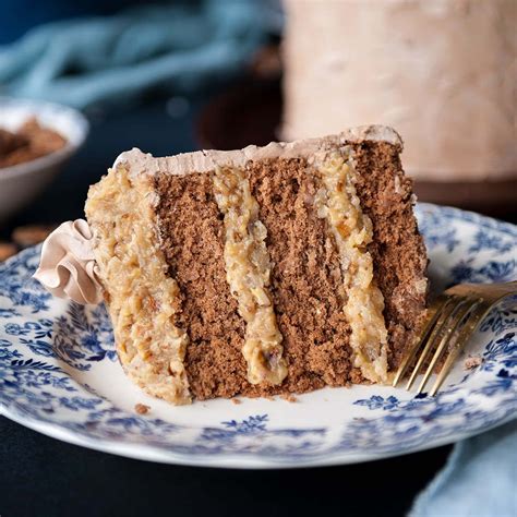 Stir brown sugar, coconut, pecans, and milk into hot butter; Authentic German Chocolate Cake | Recipe | German ...