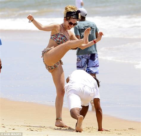 Big tits, blonde, blowjob, doggystyle, shaved. Kelly Brook demonstrates her gymnastics skills in Brazil ...