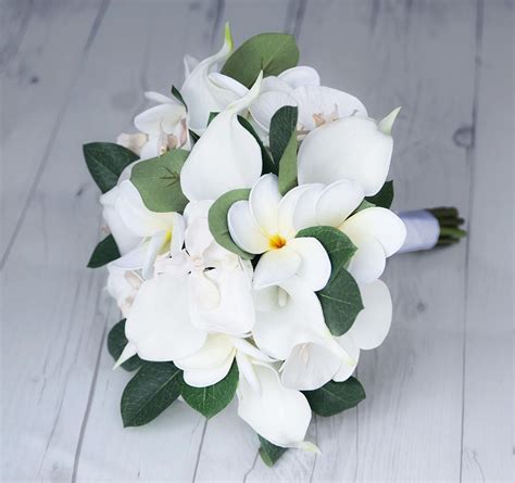 12 heads silk rose artificial flowers bunch in vase bouquet wedding home party. Plumeria Bouquet White Tropical Bouquet Modern Bouquet ...