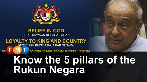 The rules of the rukun negara created by national consultative council with together headed by our second excellent minister, tun abdul razak at 31 august 1970. Know the 5 pillars of the Rukun Negara - YouTube