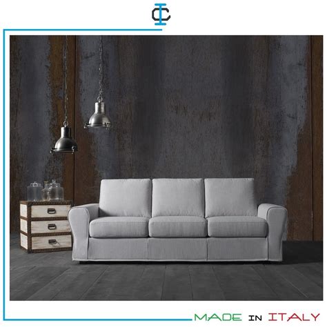 Divano letto in stile classico, in lino, tessuto o pelle. Divani Letti Sfoderabili 3 Posti : Divano Letto Achille 3 Posti Sfoderabile Artigianale Made In ...