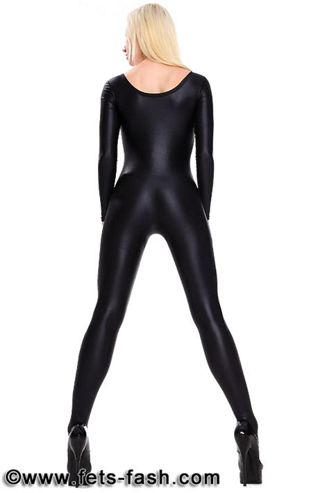 Elastane is made of polyurethane, which is a polymer produced by a chemical reaction of a polyester with a diisocyanate. Catsuit without zip-fastener into elastane Colors ...