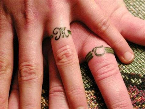 Because a new wedding ring tattoo is painful, can bleed, and will need to be taken care of, it is best not to get wedding ring tattoos on the actual wedding day. 40+ Creative Matching Married Couple Tattoo Ideas (With ...