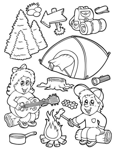 Download or print online for free immediately from the site. Campfire and Camping Tent Coloring Page - Free Printable ...