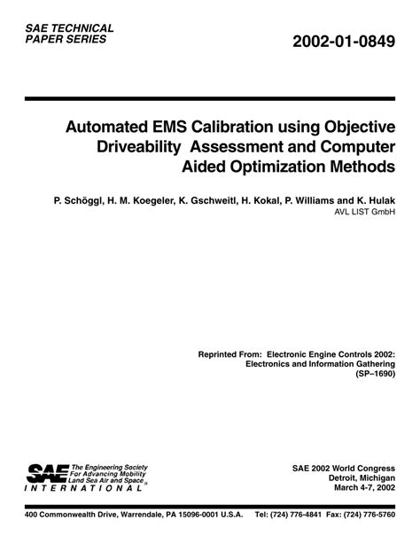 Many computational nance problems ranging from asset allocation to risk management, from option pricing to model calibration can be solved eciently using modern. (PDF) 2002-01-0849 Automated EMS Calibration using ...