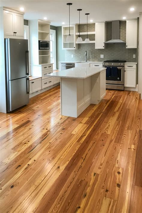 Longleaf heart pine was once a predominant standing timber across a large span of the eastern seaboard. Longleaf Lumber - Reclaimed #3 Rustic Heart Pine Flooring