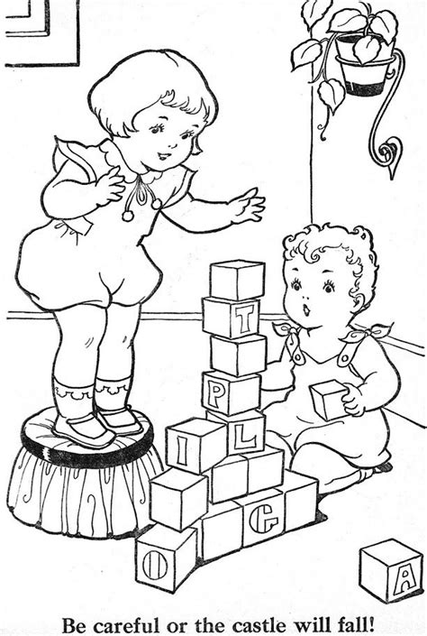 This coloring page belongs to these categories: Coloring Book~Blue Ribbon | Vintage coloring books ...