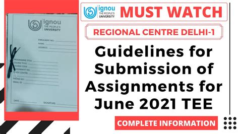 Check spelling or type a new query. IGNOU RC DELHI-1 Guidelines for Submission of Assignments ...